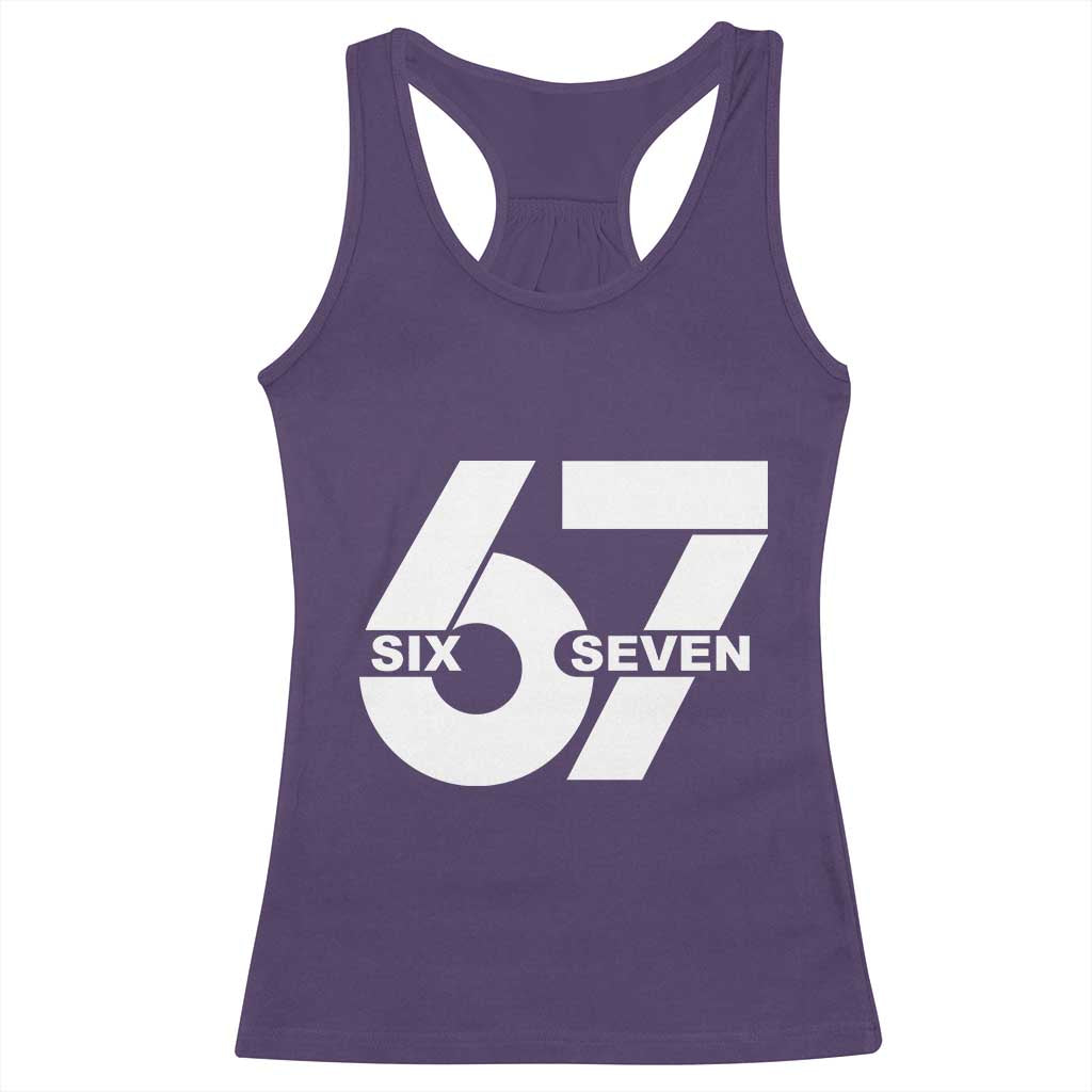 Funny Six Seven 67 Meme Racerback Tank Top Bold Graphic TS02 Purple Print Your Wear