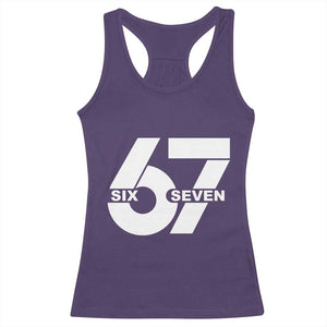 Funny Six Seven 67 Meme Racerback Tank Top Bold Graphic TS02 Purple Print Your Wear