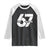 Funny Six Seven 67 Meme Raglan Shirt Bold Graphic TS02 Black White Print Your Wear