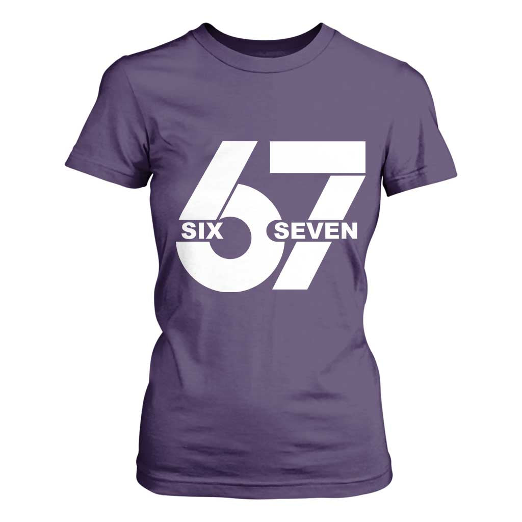 Funny Six Seven 67 Meme T Shirt For Women Bold Graphic TS02 Purple Print Your Wear