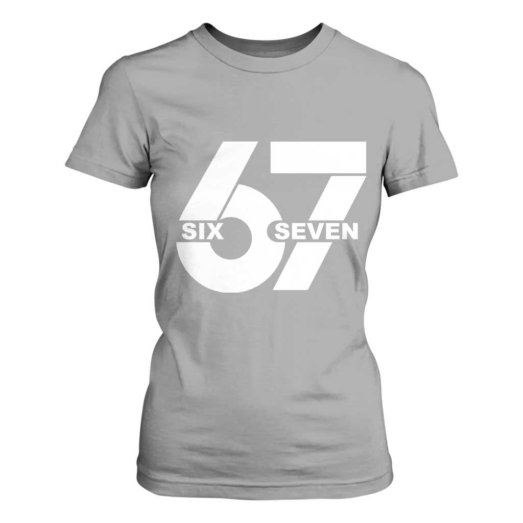 Funny Six Seven 67 Meme T Shirt For Women Bold Graphic TS02 Sport Gray Print Your Wear