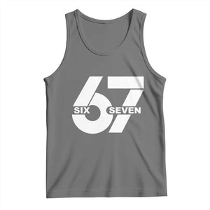 Funny Six Seven 67 Meme Tank Top Bold Graphic TS02 Black Heather Print Your Wear