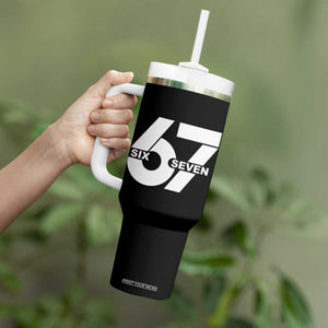 Funny Six Seven 67 Meme Tumbler With Handle Bold Graphic TS02 Print Your Wear