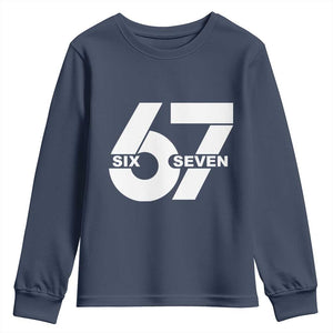 Funny Six Seven 67 Meme Youth Sweatshirt Bold Graphic TS02 Navy Print Your Wear