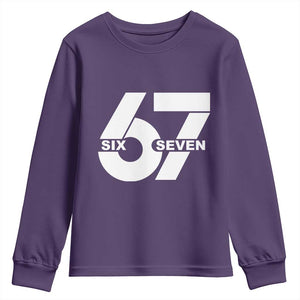 Funny Six Seven 67 Meme Youth Sweatshirt Bold Graphic TS02 Purple Print Your Wear