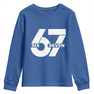 Funny Six Seven 67 Meme Youth Sweatshirt Bold Graphic TS02 Royal Blue Print Your Wear