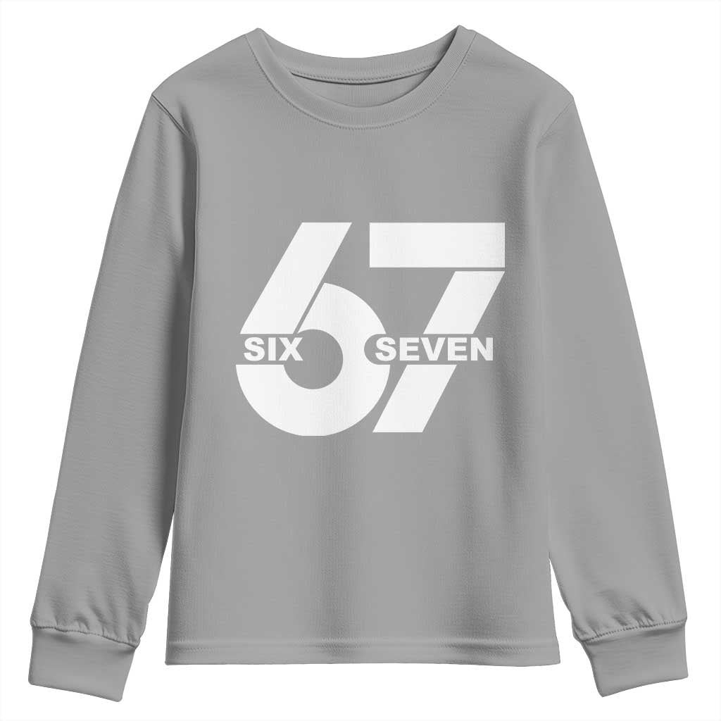 Funny Six Seven 67 Meme Youth Sweatshirt Bold Graphic TS02 Sport Gray Print Your Wear