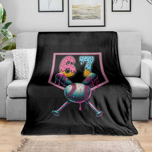 Funny Six Seven Baseball Drip Throw Blanket Number 67 Meme Drippy Bats TS02 Print Your Wear