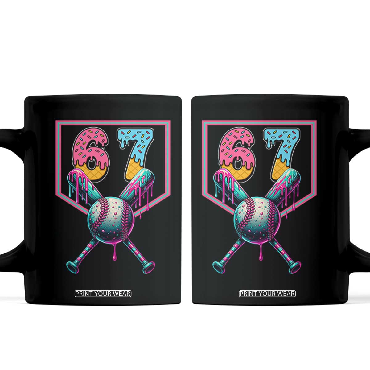 Funny Six Seven Baseball Drip Coffee Mug Number 67 Meme Drippy Bats TS02 Black Print Your Wear