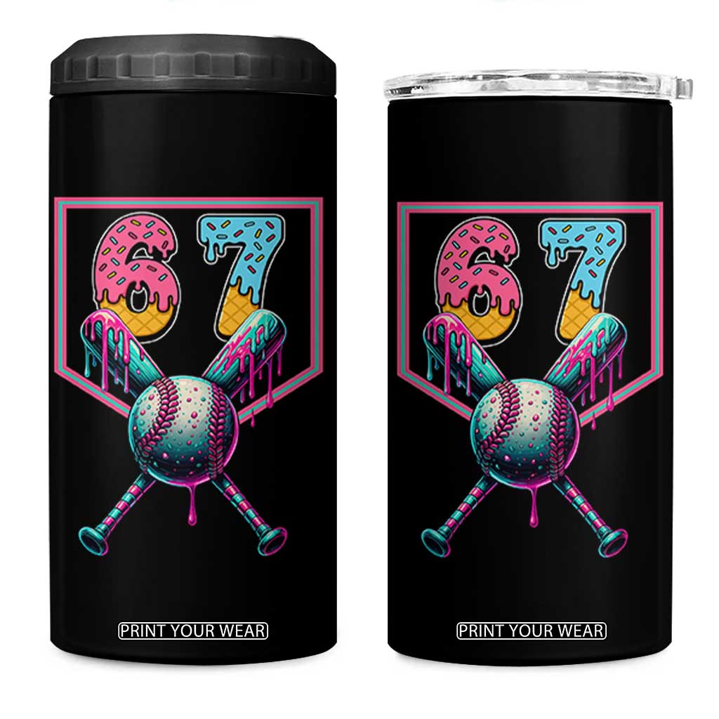 Funny Six Seven Baseball Drip 4 in 1 Can Cooler Tumbler Number 67 Meme Drippy Bats TS02 One Size: 16 oz Black Print Your Wear