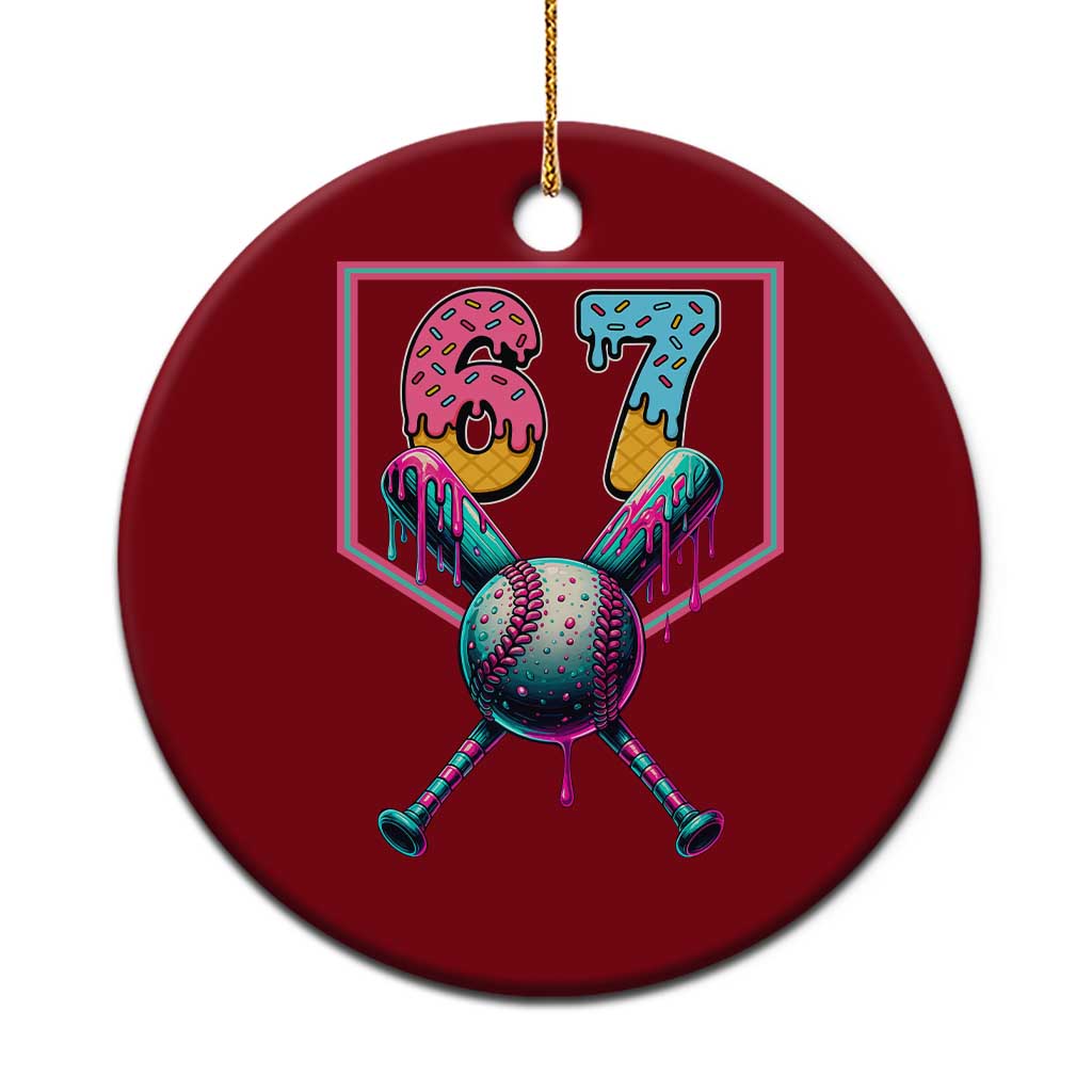Funny Six Seven Baseball Drip Ceramic Ornament Number 67 Meme Drippy Bats TS02 1pc Red Print Your Wear