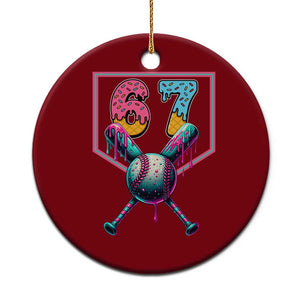 Funny Six Seven Baseball Drip Ceramic Ornament Number 67 Meme Drippy Bats TS02 1pc Red Print Your Wear