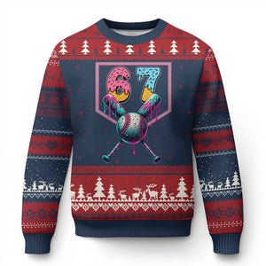 Funny Six Seven Baseball Drip Ugly Christmas Sweater Number 67 Meme Drippy Bats TS02 Navy Red Print Your Wear