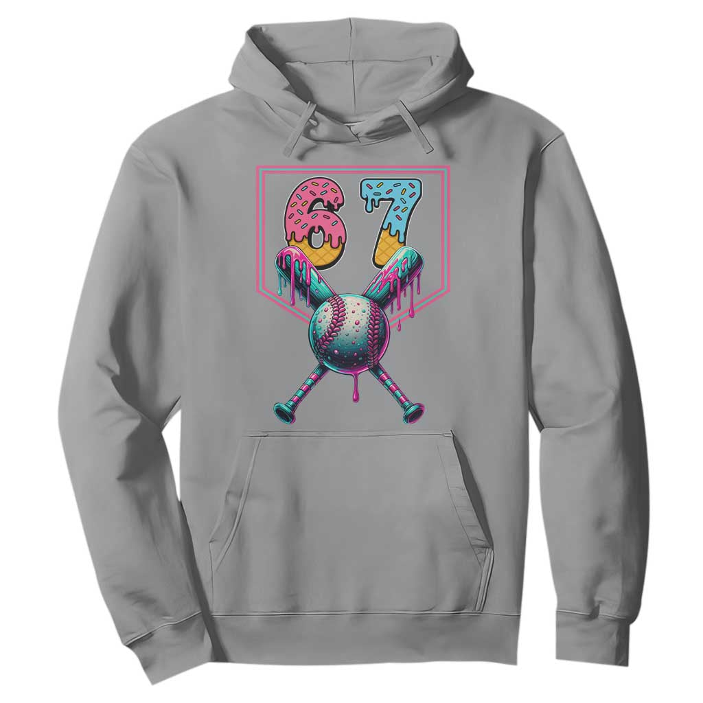 Funny Six Seven Baseball Drip Hoodie Number 67 Meme Drippy Bats TS02 Sport Gray Print Your Wear