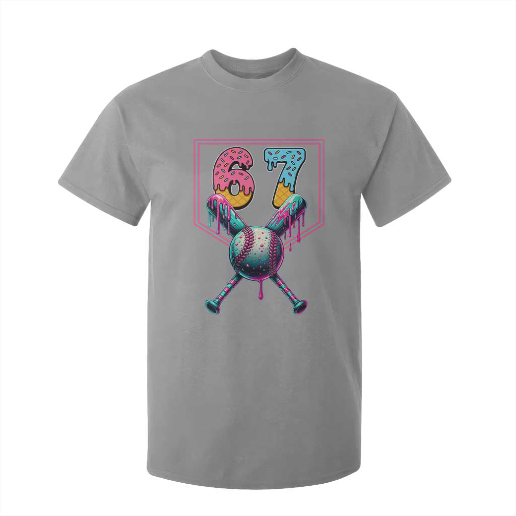 Funny Six Seven Baseball Drip T Shirt For Kid Number 67 Meme Drippy Bats TS02 Sport Gray Print Your Wear