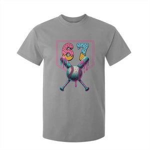 Funny Six Seven Baseball Drip T Shirt For Kid Number 67 Meme Drippy Bats TS02 Sport Gray Print Your Wear