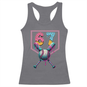 Funny Six Seven Baseball Drip Racerback Tank Top Number 67 Meme Drippy Bats TS02 Charcoal Print Your Wear