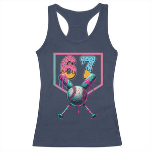 Funny Six Seven Baseball Drip Racerback Tank Top Number 67 Meme Drippy Bats TS02 Navy Print Your Wear