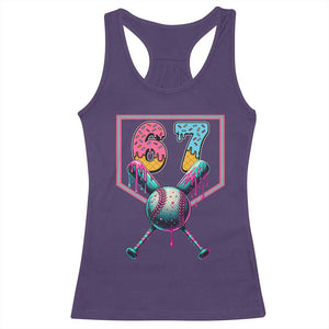 Funny Six Seven Baseball Drip Racerback Tank Top Number 67 Meme Drippy Bats TS02 Purple Print Your Wear