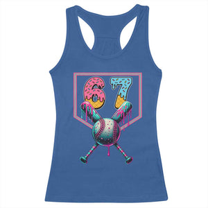 Funny Six Seven Baseball Drip Racerback Tank Top Number 67 Meme Drippy Bats TS02 Royal Blue Print Your Wear