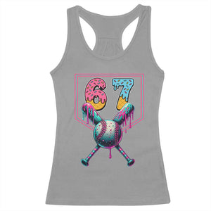 Funny Six Seven Baseball Drip Racerback Tank Top Number 67 Meme Drippy Bats TS02 Sport Gray Print Your Wear