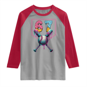 Funny Six Seven Baseball Drip Raglan Shirt Number 67 Meme Drippy Bats TS02 Sport Gray Red Print Your Wear