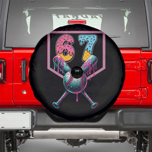 Funny Six Seven Baseball Drip Spare Tire Cover Number 67 Meme Drippy Bats TS02 Black Print Your Wear