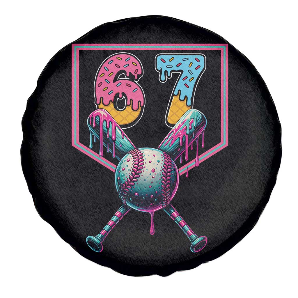 Funny Six Seven Baseball Drip Spare Tire Cover Number 67 Meme Drippy Bats TS02 Print Your Wear