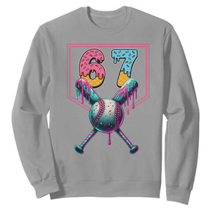 Funny Six Seven Baseball Drip Sweatshirt Number 67 Meme Drippy Bats TS02 Sport Gray Print Your Wear