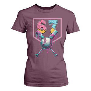 Funny Six Seven Baseball Drip T Shirt For Women Number 67 Meme Drippy Bats TS02 Maroon Print Your Wear