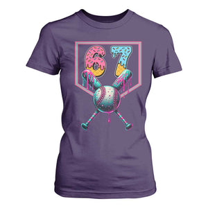 Funny Six Seven Baseball Drip T Shirt For Women Number 67 Meme Drippy Bats TS02 Purple Print Your Wear