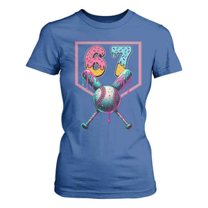 Funny Six Seven Baseball Drip T Shirt For Women Number 67 Meme Drippy Bats TS02 Royal Blue Print Your Wear