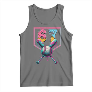 Funny Six Seven Baseball Drip Tank Top Number 67 Meme Drippy Bats TS02 Black Heather Print Your Wear