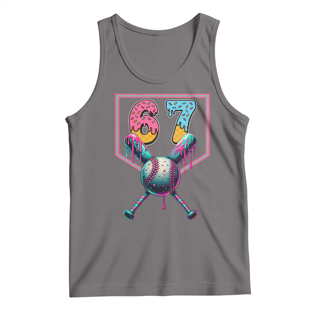 Funny Six Seven Baseball Drip Tank Top Number 67 Meme Drippy Bats TS02 Deep Heather Print Your Wear