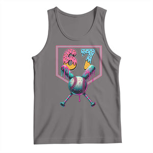 Funny Six Seven Baseball Drip Tank Top Number 67 Meme Drippy Bats TS02 Deep Heather Print Your Wear