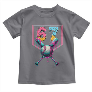 Funny Six Seven Baseball Drip Toddler T Shirt Number 67 Meme Drippy Bats TS02 Charcoal Print Your Wear