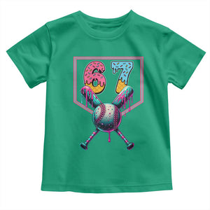 Funny Six Seven Baseball Drip Toddler T Shirt Number 67 Meme Drippy Bats TS02 Irish Green Print Your Wear