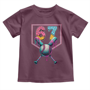 Funny Six Seven Baseball Drip Toddler T Shirt Number 67 Meme Drippy Bats TS02 Maroon Print Your Wear