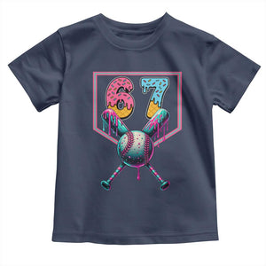 Funny Six Seven Baseball Drip Toddler T Shirt Number 67 Meme Drippy Bats TS02 Navy Print Your Wear