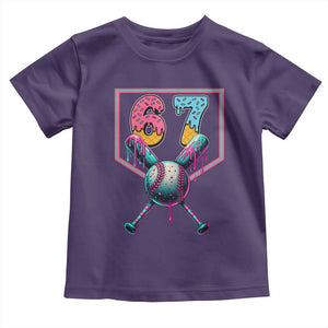 Funny Six Seven Baseball Drip Toddler T Shirt Number 67 Meme Drippy Bats TS02 Purple Print Your Wear