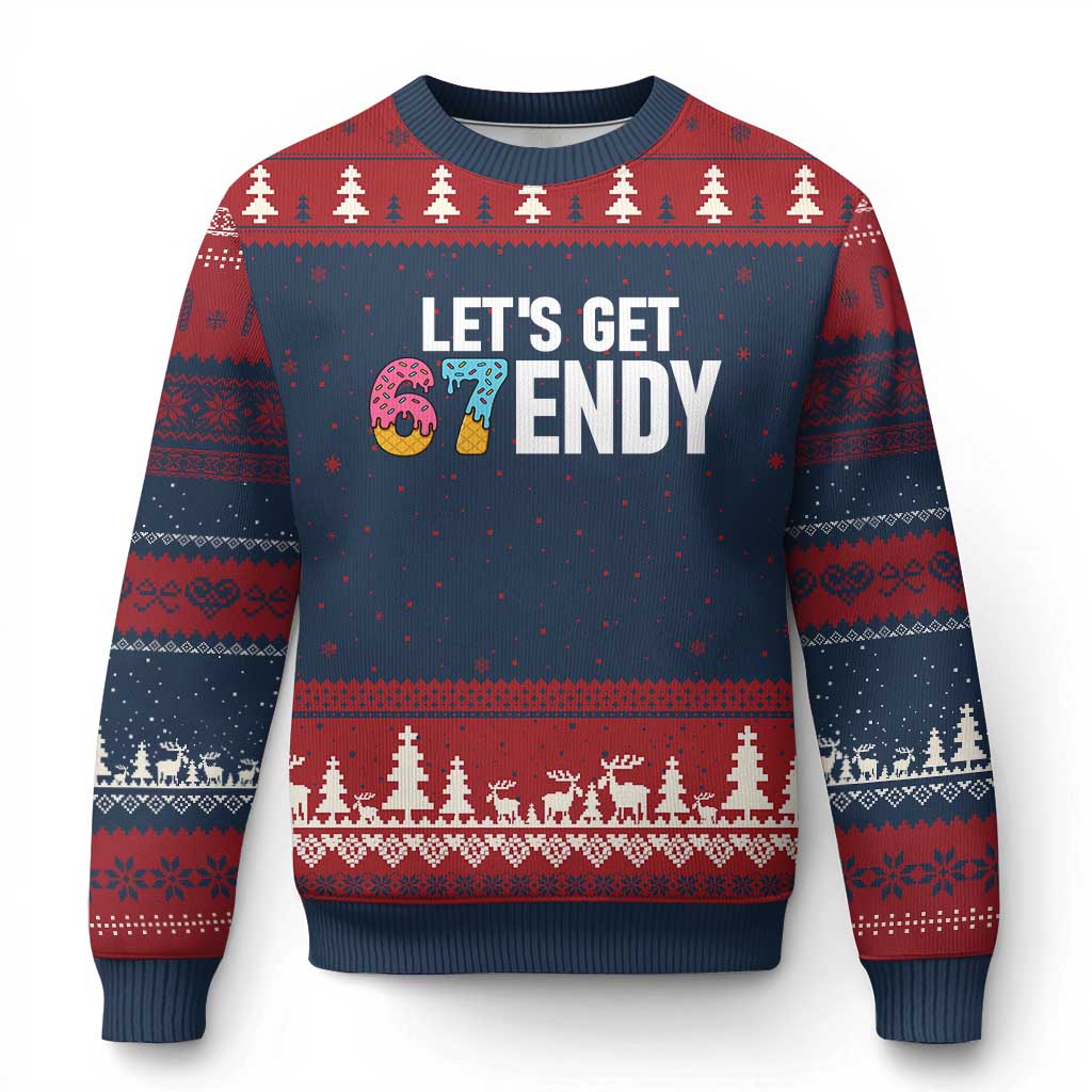 Funny Six Seven 67 Ugly Christmas Sweater Lets Get Sendy 6 7 Meme Icecream TS02 Navy Red Print Your Wear