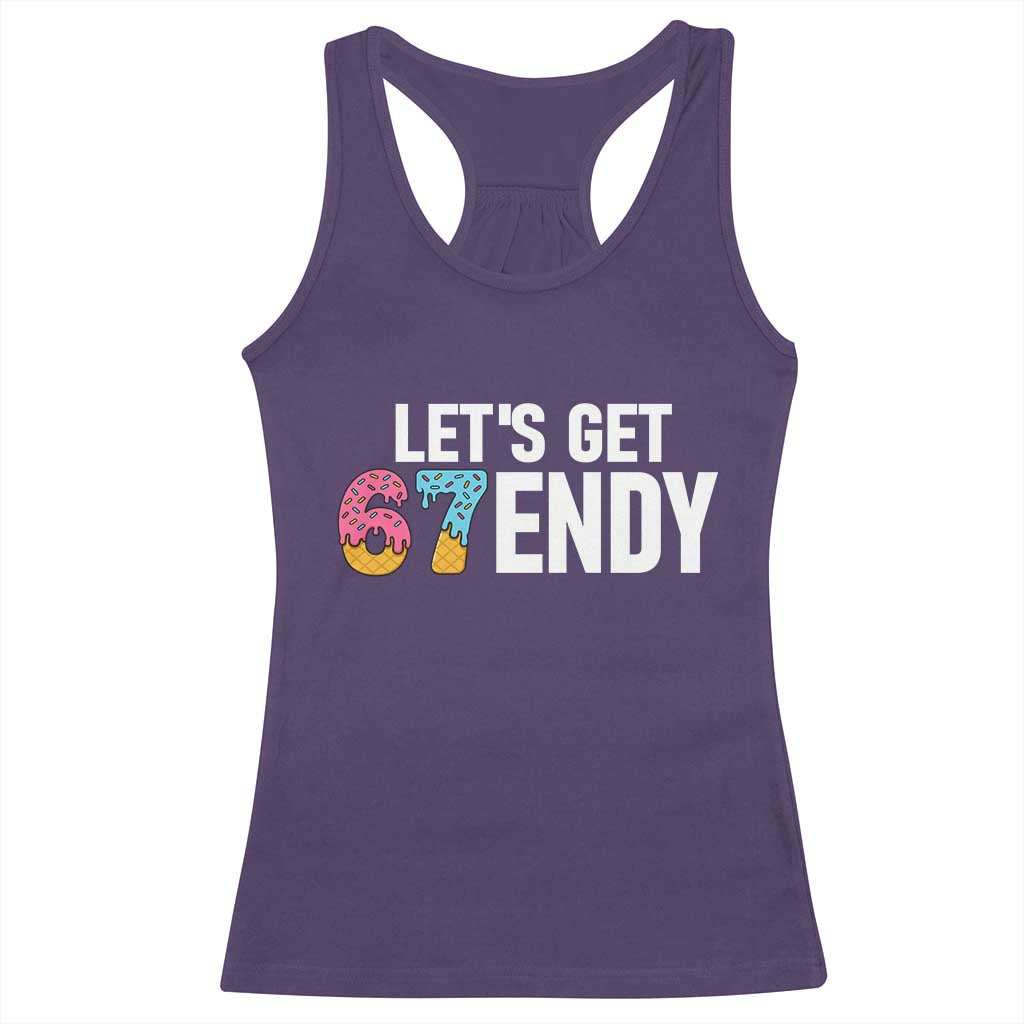 Funny Six Seven 67 Racerback Tank Top Lets Get Sendy 6 7 Meme Icecream TS02 Purple Print Your Wear