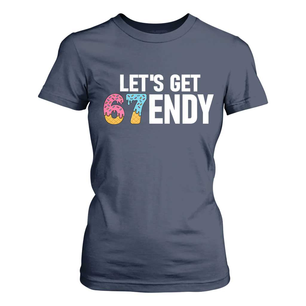Funny Six Seven 67 T Shirt For Women Lets Get Sendy 6 7 Meme Icecream TS02 Navy Print Your Wear