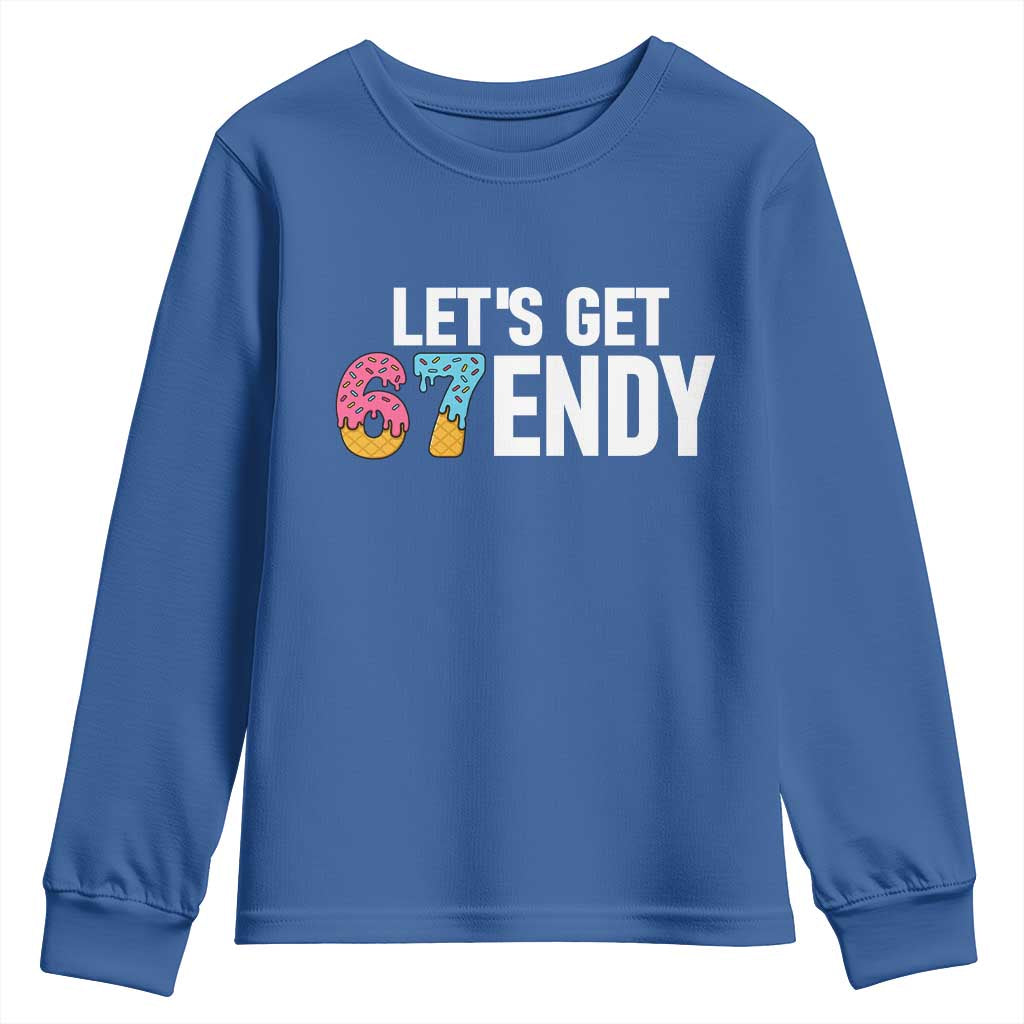 Funny Six Seven 67 Youth Sweatshirt Lets Get Sendy 6 7 Meme Icecream TS02 Royal Blue Print Your Wear
