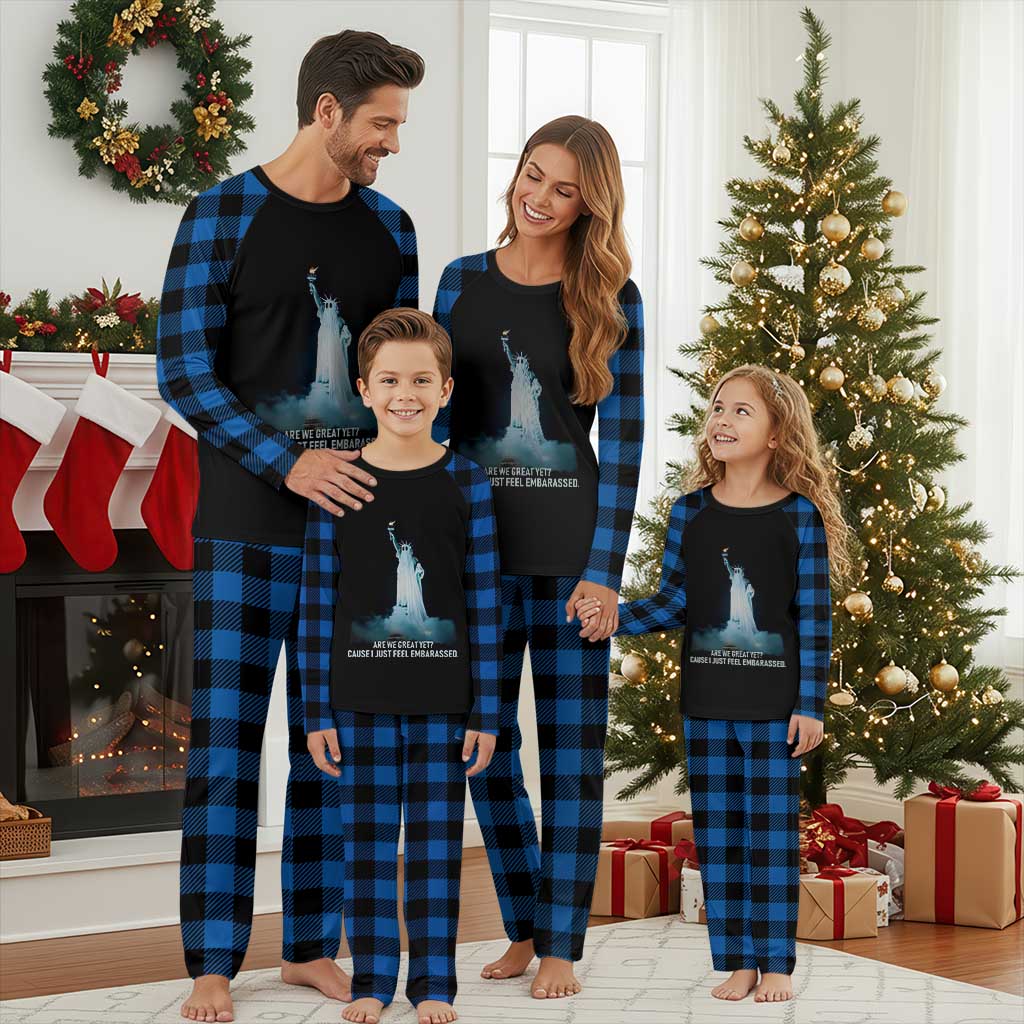 Statue of Liberty Ghost Plaid Pajama Set Are We Great Yet Cause I Just Feel Embarrased TS02 Blue Plaid Print Your Wear