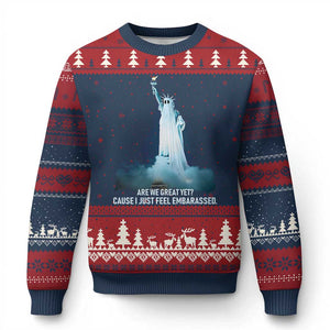 Statue of Liberty Ghost Ugly Christmas Sweater Are We Great Yet Cause I Just Feel Embarrased TS02 Navy Red Print Your Wear