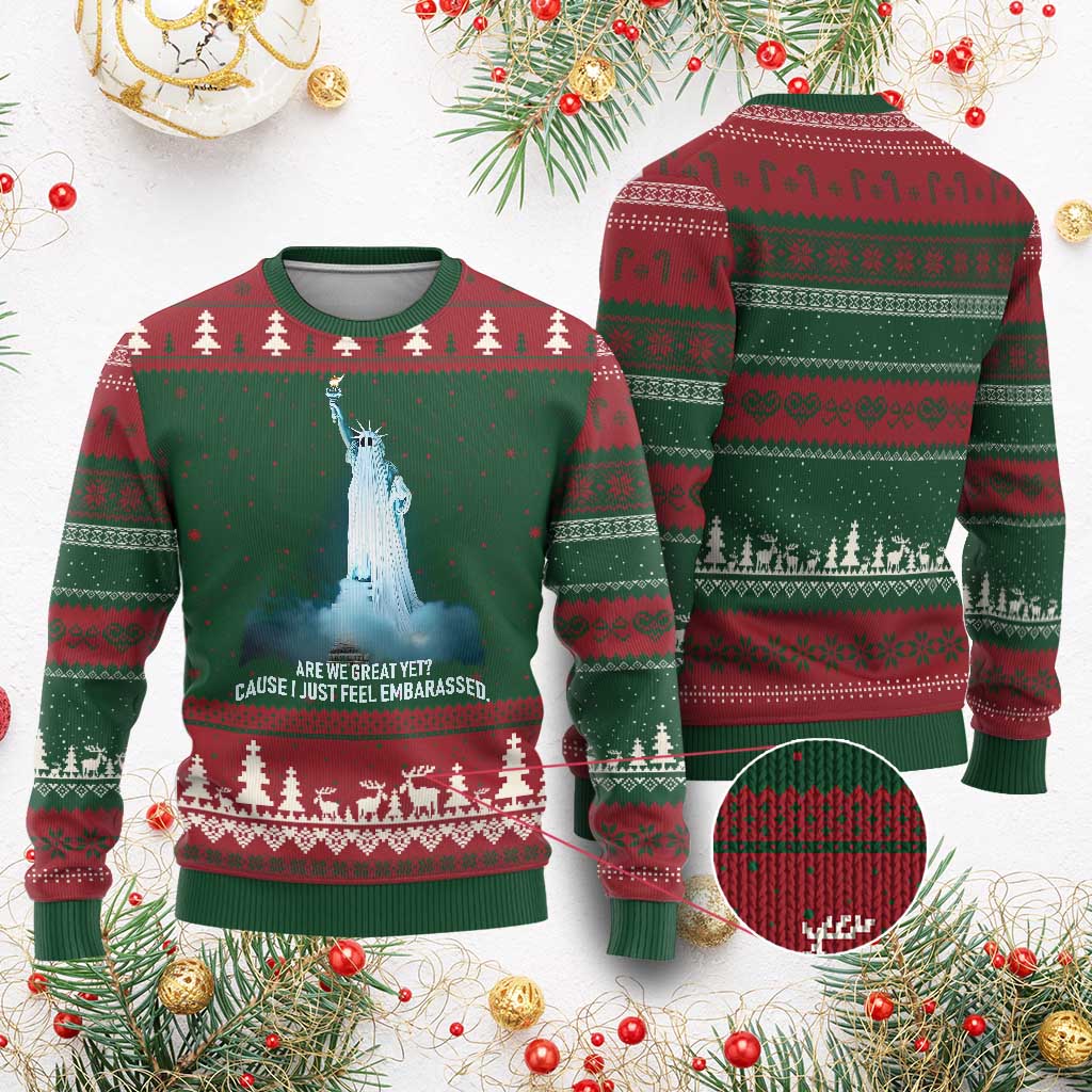 Statue of Liberty Ghost Ugly Christmas Sweater Are We Great Yet Cause I Just Feel Embarrased TS02 Red Green Print Your Wear