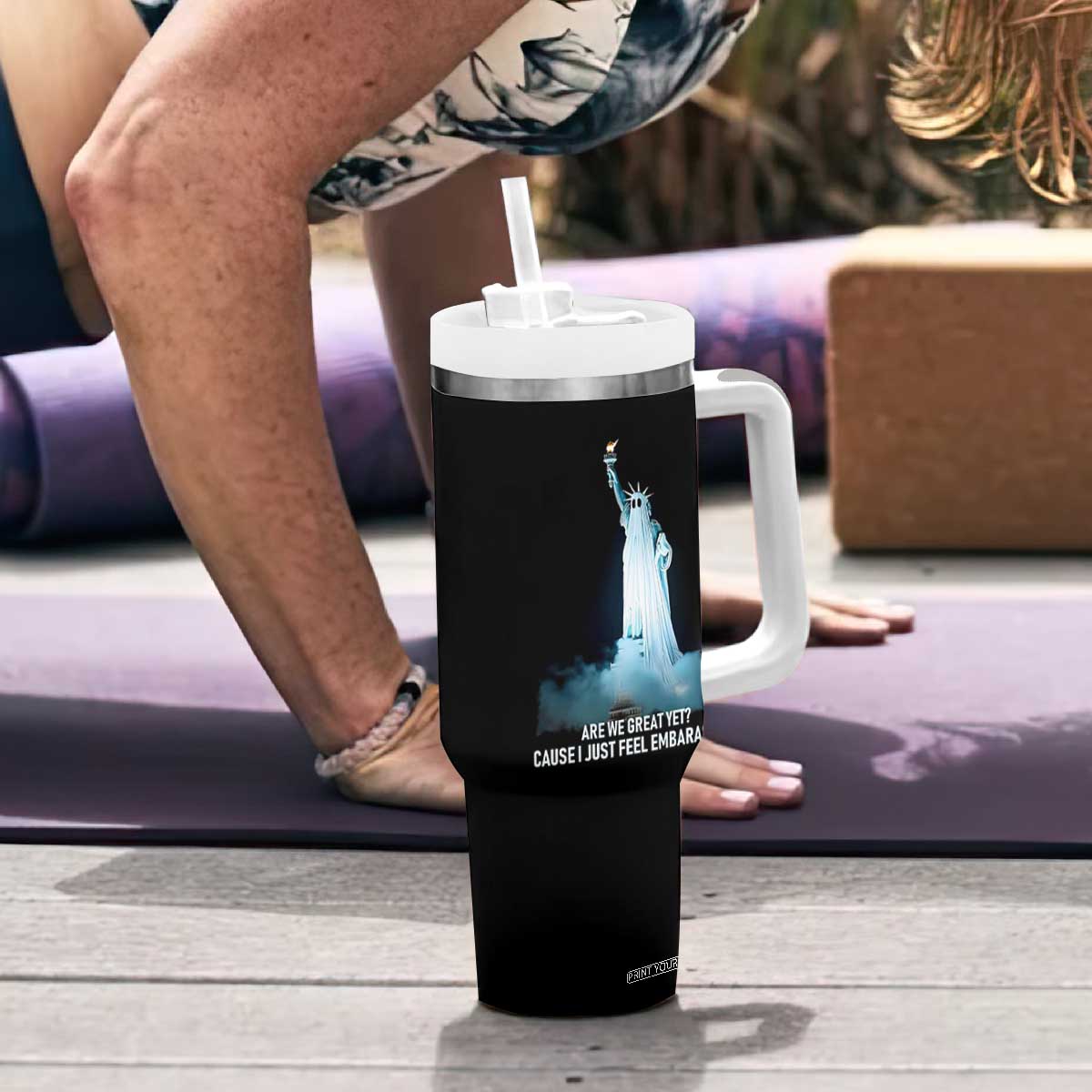Statue of Liberty Ghost Tumbler With Handle Are We Great Yet Cause I Just Feel Embarrased TS02 Print Your Wear