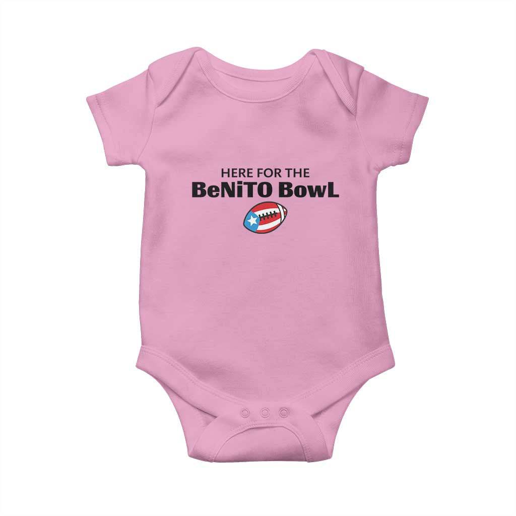 Here For The Benito Bowl Baby Onesie Funny Puerto Rican Football Party Celebration TS02 Light Pink Print Your Wear