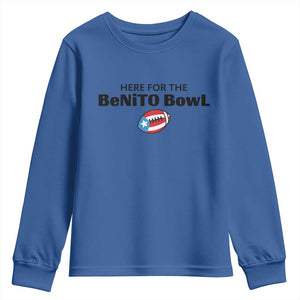 Here For The Benito Bowl Youth Sweatshirt Funny Puerto Rican Football Party Celebration TS02 Royal Blue Print Your Wear